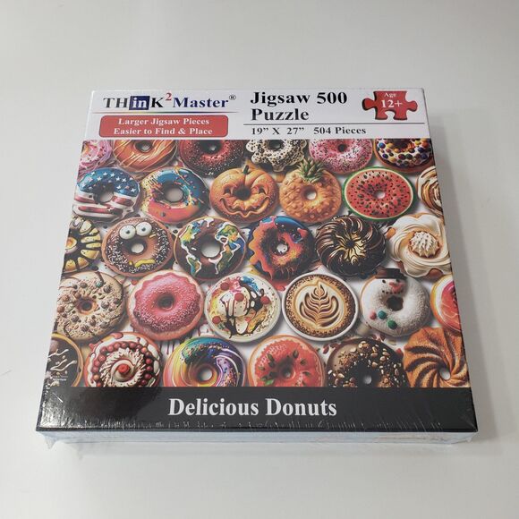 NEW Think Master 'Delicious Donuts' 500 Piece Jigsaw Puzzle, 19 x 27 - Picture 5 of 5